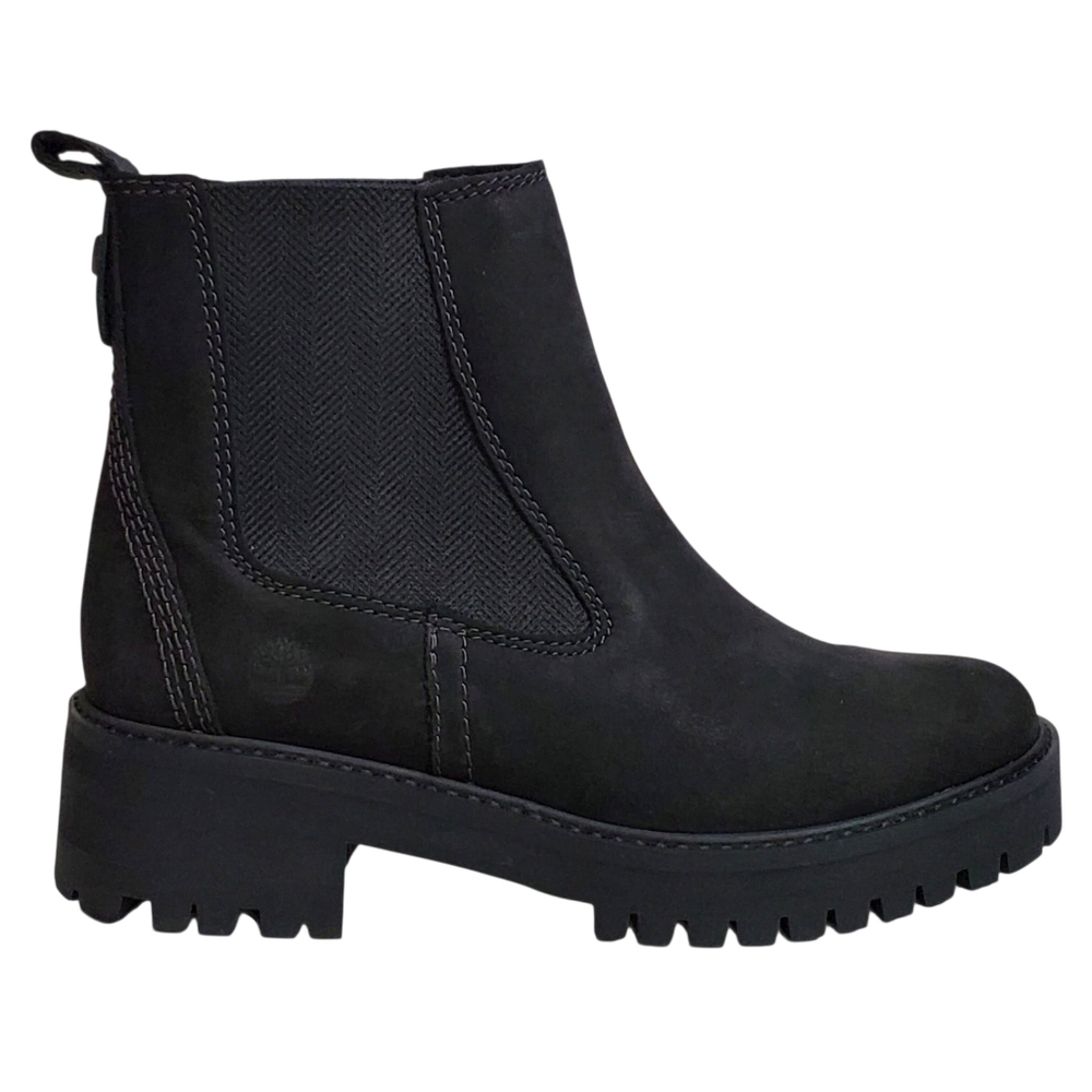 New Timberland courmayeur valley chelsea boots black leather block heel classic